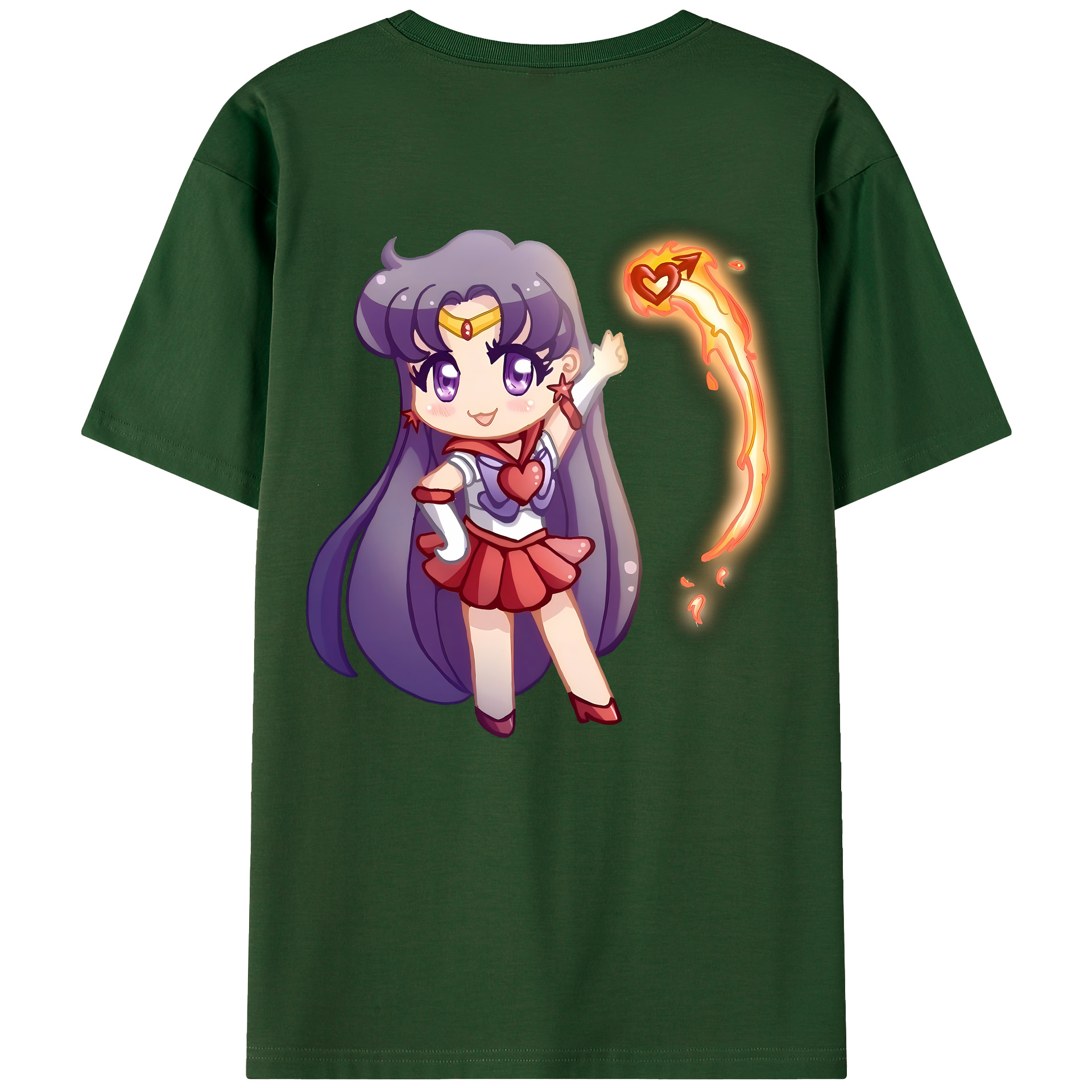 （画像用） 美少女戦士セーラームーン 火野レイ ひの レイ Sailor Moon Hino Rei （セーラーマーズ,Sailor Mars） 綿100％半袖Tシャツ（背面プリント）